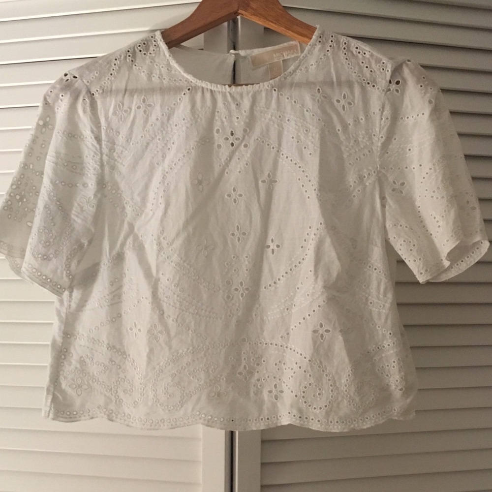 Michael Kors eyelet lace linen crop top